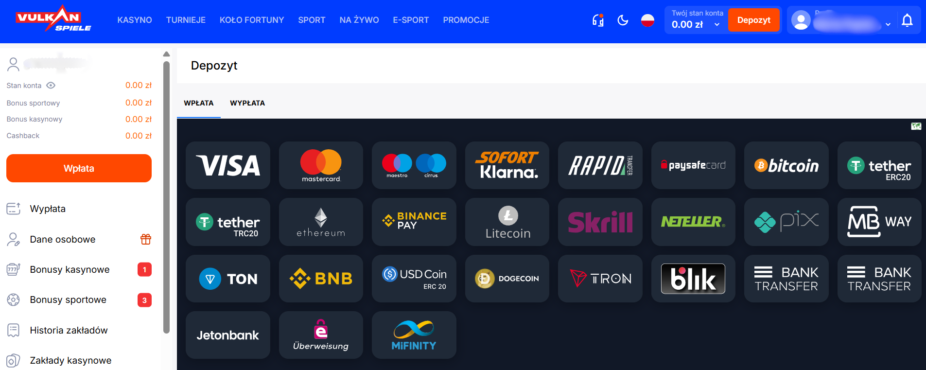 Vulkan-Spiele-wplata depozytu